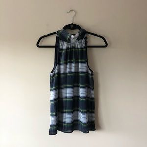 J. Crew tie neck top in Stewart plaid